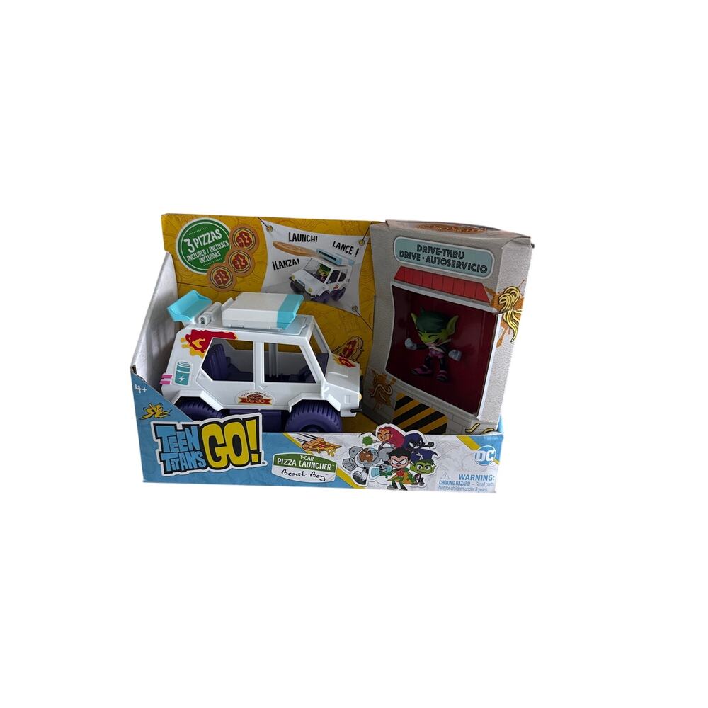 DC Comics Teen Titans Go! T-Car Pizza Launcher, Beast Boy Action Figure Set with